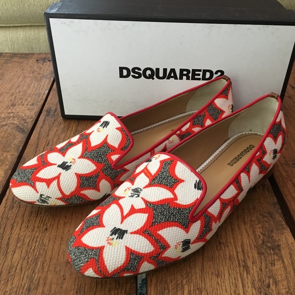 DSQUARED Shoes - DSquared2 Ballerina Canvas Flower Flats Loafer NIB
